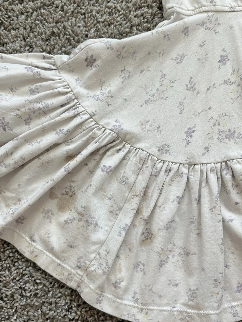 Well Dressed Wolf Girls White Dress with Light Lavender Floral Print